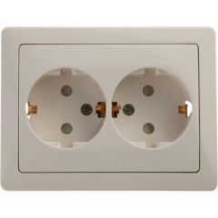 Stikkontakt Innfelt Dobbel M/Jord Og Barnevern Hvi