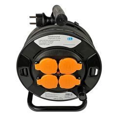 Kabeltrommel gummi, utendørs 25M 3x1.5mm2 m/lokk