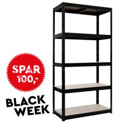 Work>it Stålreol 5 hyller 175 kg - svart