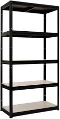 Work>it Stålreol 5 hyller 175 kg - svart