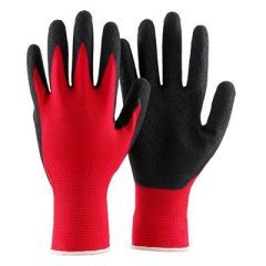 Hanske med latexbelegg rød str 11
