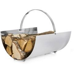 Vedkurv m/håndtak i stål H:40 B:34 D:40 cm