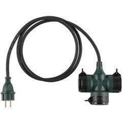 Tarmo Skjøteledning 1,5m, sort 3 veis kontakter, 3