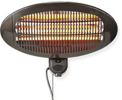 Terrassevarmer 2000w, 3 varmeinnstillinger, veggmonterbar, IP34, Sort