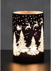 Dekorlykt Med Ledlys Juletre Sort