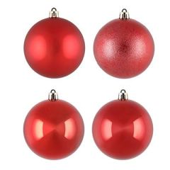 Julekule 4 Ass Rød 8Cm 8Pk
