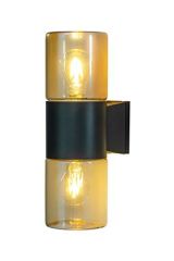 Aneta LYSEKIL vegglampe 2-lys ute, svart/amber