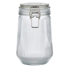 Marjukka Glasskrukke "striper" med patentlokk 0,9L