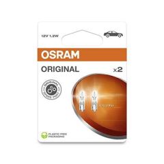 Osram Bilpære 12V, 1,2W, T-5, Original Line, (12516), 2-pk