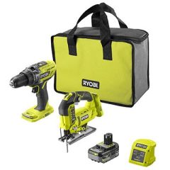 Ryobi Combo Kit R18CK2PJ-1X40S Skrumaskin,stikksag, 4Ah batteri, 1,5Ah lader