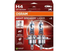 Osram Billampe 12V 55/60W H4 Night Breaker Laser, +150%, 2-pk